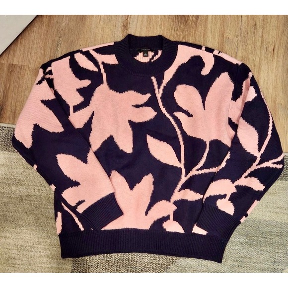 Ann Taylor FLORAL‎ WEDGE SWEATER IN PINK BELLINI Size XL - Picture 5 of 8